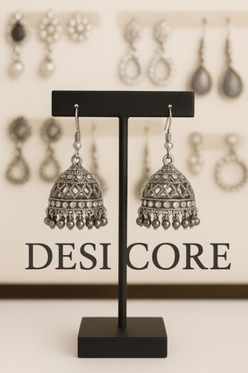 Antique Silver Jhumka Earrings – Traditional Indian Oxidized Jewelry
