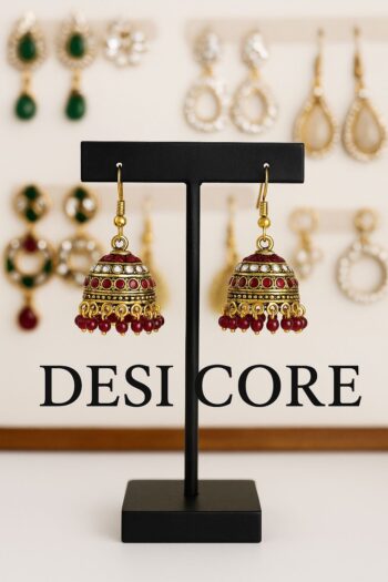 Handcrafted Royal Ruby Dome Earrings – Bold & Beautiful Statement Jewelry