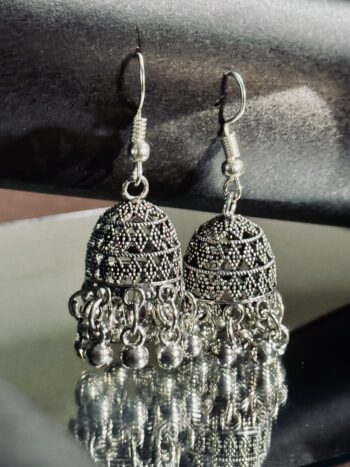 Noor-e-Silver Boho Indian Jhumka
