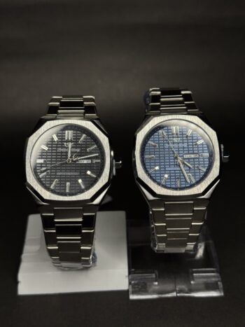 Success Way Stainless Steel Watch – Blue & Black Dial with Day-Date & Double Lock