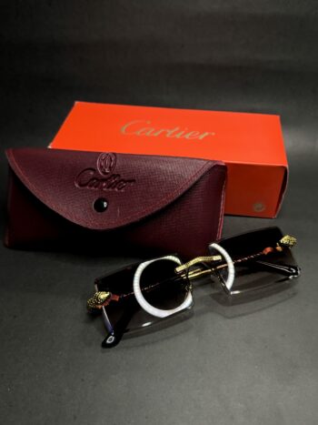 Cartier Gold Rimless Glasses – Luxury Buffalo Horn Style Eyewear for Men | C Décor Inspired