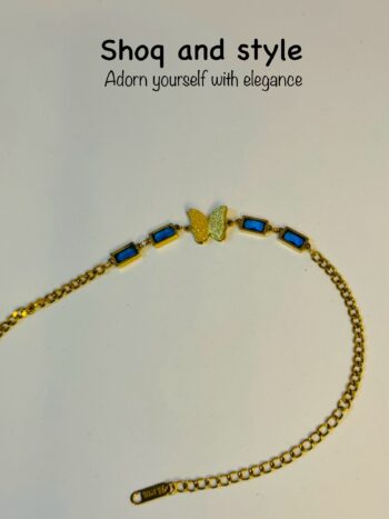 “Gold Butterfly Bracelet with Blue Stones – Shoq and Style”